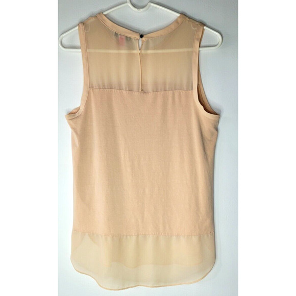 Vince Camuto Blouse Tank Womens M Pink Peach Blush Sheer Sleeveless Back Keyhole - Picture 2 of 8